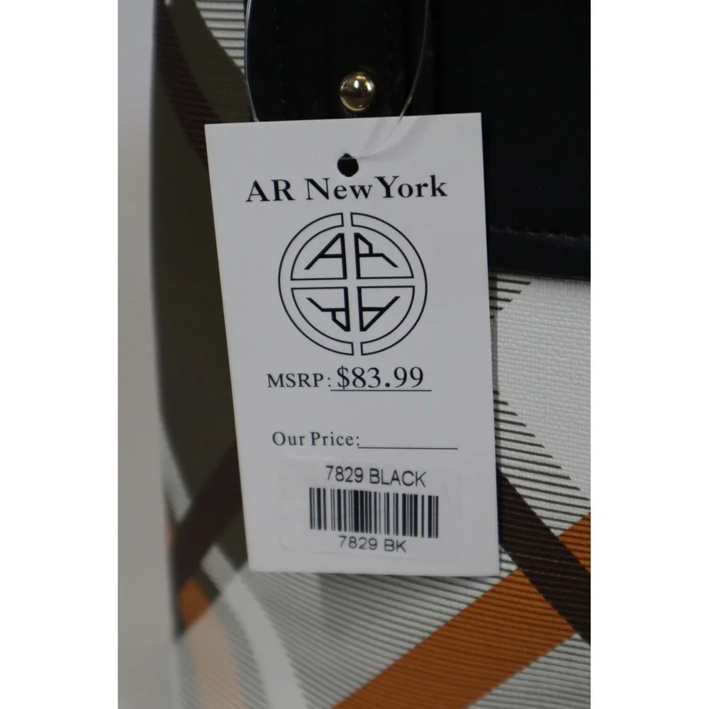 AR New York Green‎ and Yellow Plaid Satchel with Black Straps and Accents